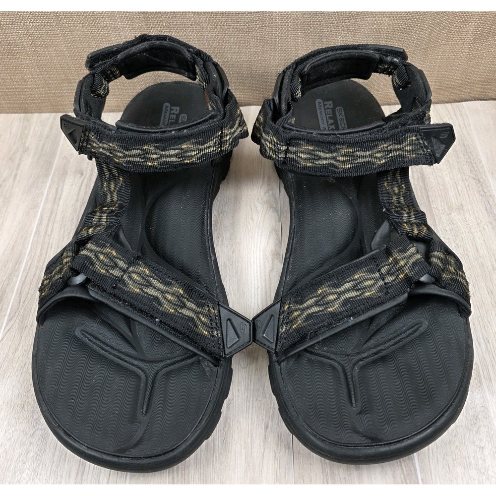 Skechers Relaxed Fit Memory Foam Bravelen Drito Mens 10 Black Geometric Sandals